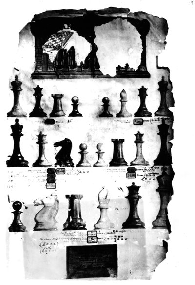 The Staunton Chessmen Patent Drawing by English School
